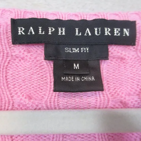 Ralph Lauren Black Label Sweater Women's Medium Cashmere Pink V-Neck Slim Fit - Picture 5 of 9